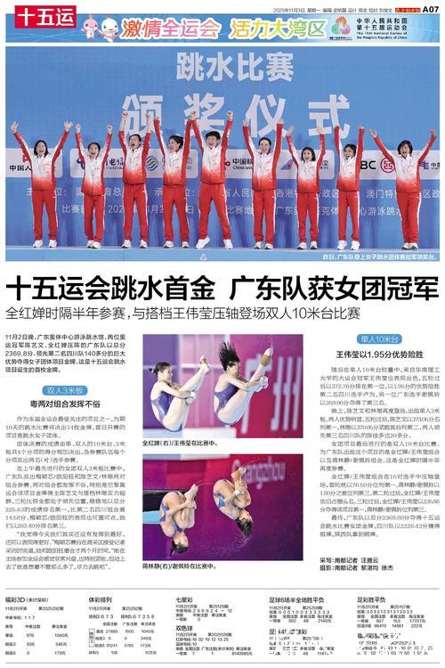 十五运会跳水首金揭晓!广东队夺得女子团体冠军 十五运会跳水首金揭晓!广东队夺得女子团体冠军
